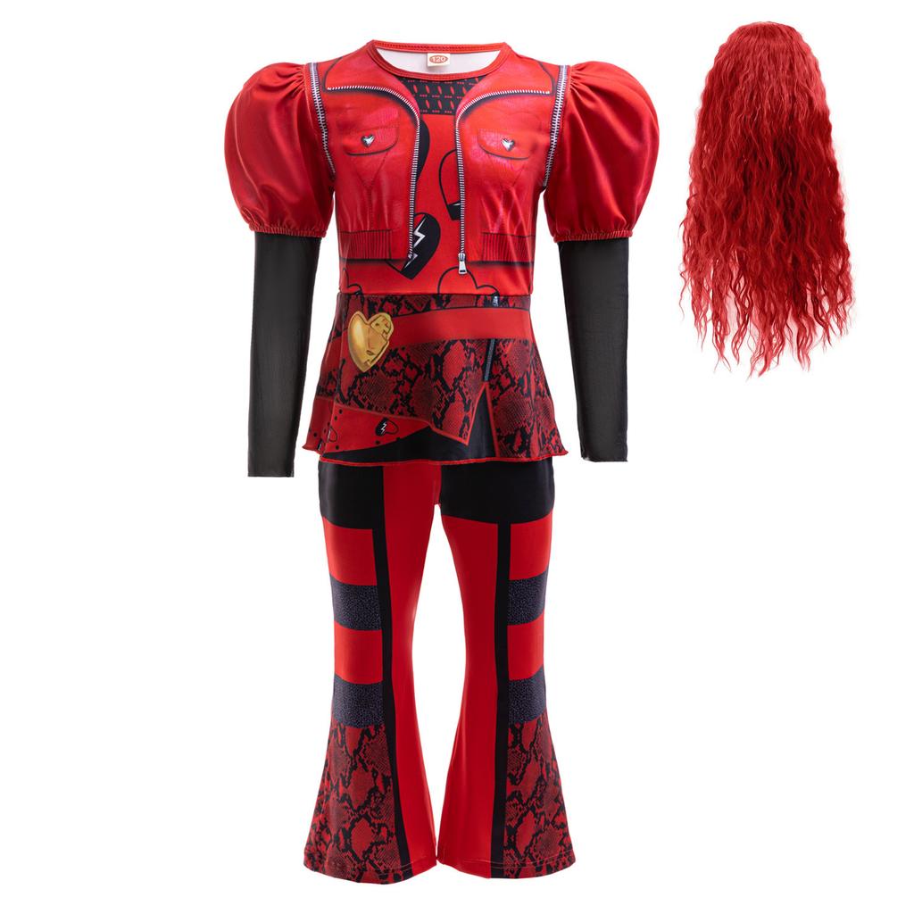 Descendants 4 4-Piece Kids Red Formal Dress Halloween Stage Performance Costume
