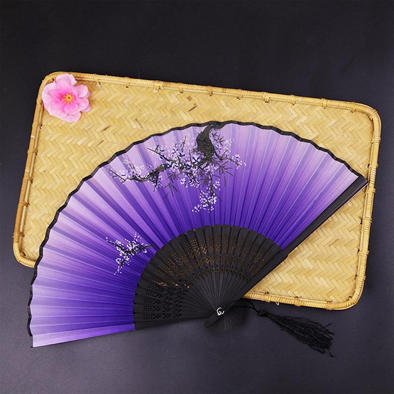 New Chinese Style Silk Fan Bamboo Antique Folding Fan Summer Female Dance Fan Portable Fan Hand Fan Durable Household