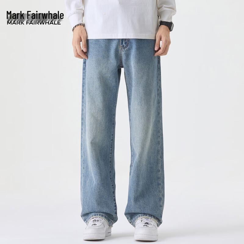 

Мужские джинсы Mark Fairwhale в американском ретро-стиле, вываренные, светло-голубые, свободные, прямого кроя 36