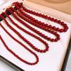 Stainless Steel Ankola Red Round Beaded Necklace Simple Vintage Clavicle Chain Hong Kong Style Necklace