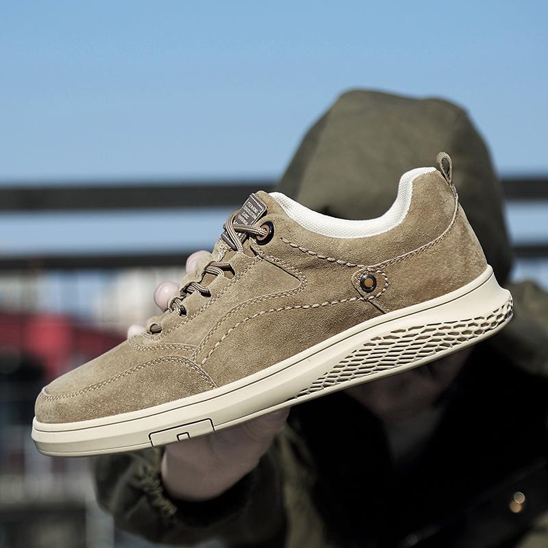 

Fashion Outdoor Suede Leather Sneakers Man s Leather Casual Shoes Fashion Business Oxford Shoes Quality Designer Non-slip Commute Shoes 45 хаки