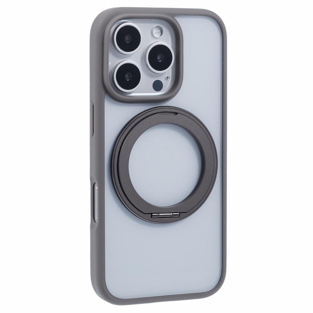 For iPhone 16 Pro Case PC+TPU Phone Cover Rotation Ring Holder Kickstand