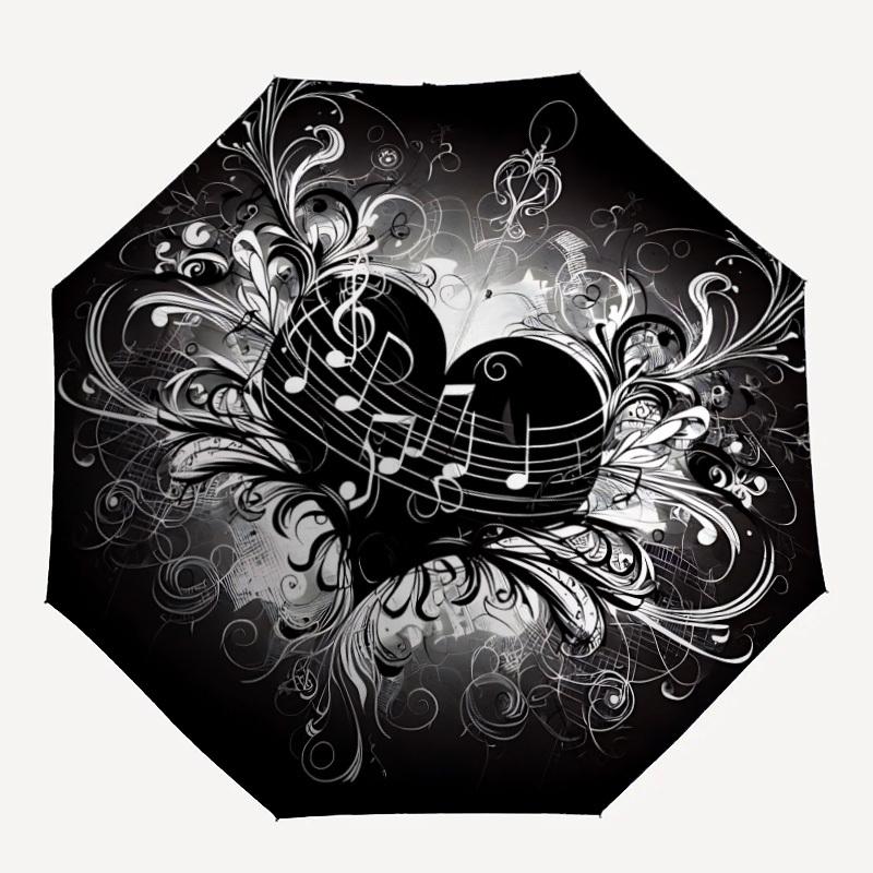 

1pc Heart Music Notes Folding Umbrella | Elegant Design, Fashionable Accessory, Durable Construction, Sturdy Ribs yy251107126