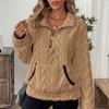 Women's Half Zip Sherpa Fleece Sweatshirts Fuzzy Oversized Pullover Top Soft