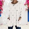 Women Plus Size Round Neck Long Sleeve Polka Dot Printed Loose Longline T Shirt With Pockets