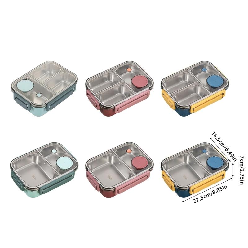 304 Stainless Steel Food Storage Container with Dividers Meal Box Portable Lunch Box for Office and Outdoor Use