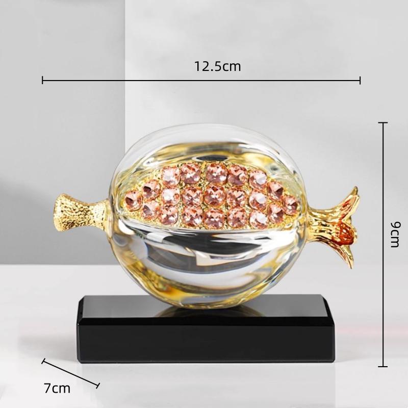 Glass Handicrafts Crystal Pomegranate Figurine Transparent Pomegranate Fruit Sculpture Home Decoration Accessories