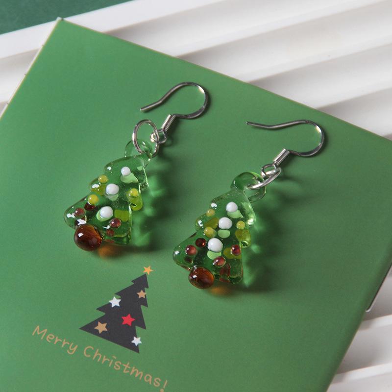 Murano Glass Sterling Silver Christmas Tree Earrings & Necklace Set