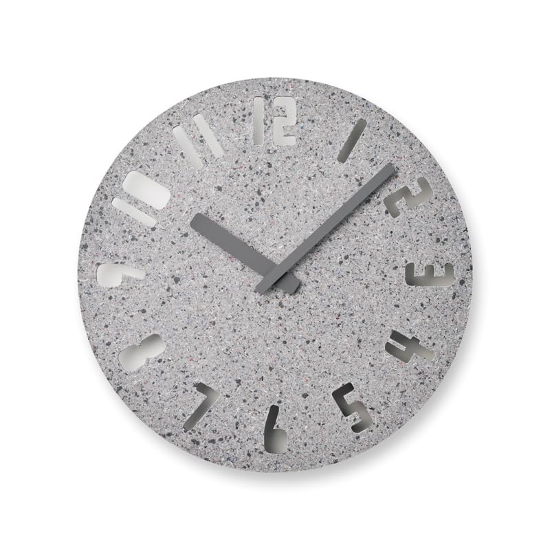 Lemnos Paneco Analog Wall Clock, Made of Recycled Fiber Board, Light Gray, PANECO CLOCK HIL22-10 LGY