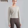 Women's Quick-Dry Long-Sleeve Slimming T-Shirt for Running, Yoga & Outdoor Activities.