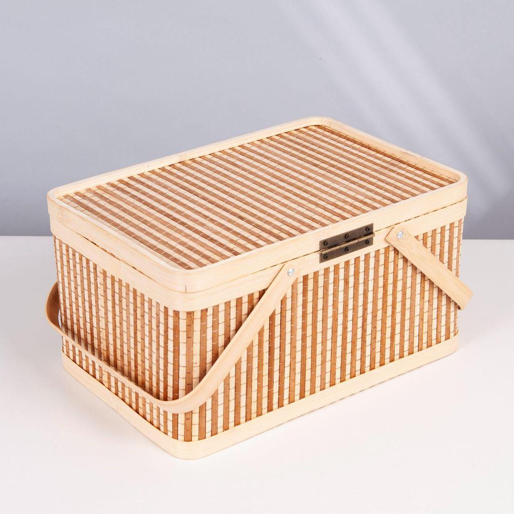 Bamboo Woven Handheld Basket for Mid-Autumn Mooncake and Nut Gifts