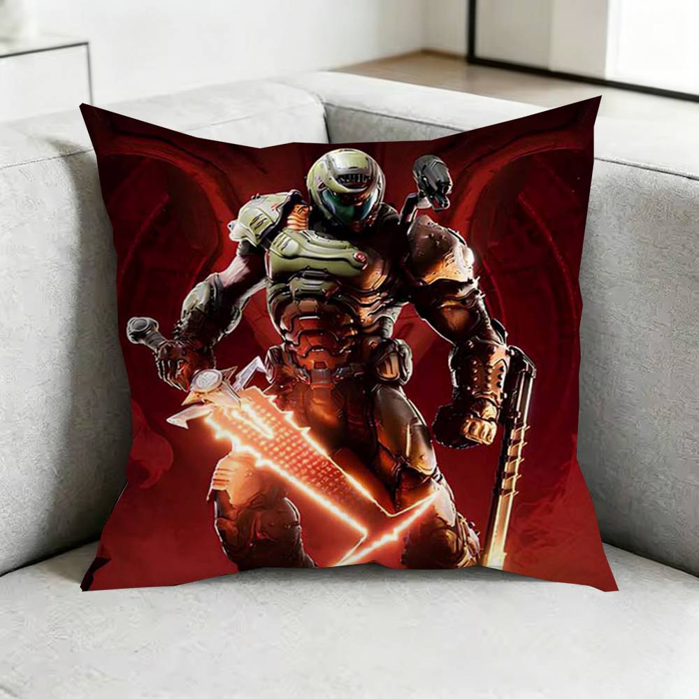 Game DDoomM Slayer  Square DoubleSided printed Pillow Case Bedroom Bedside Pillow Sofa Cushion Cover Gift