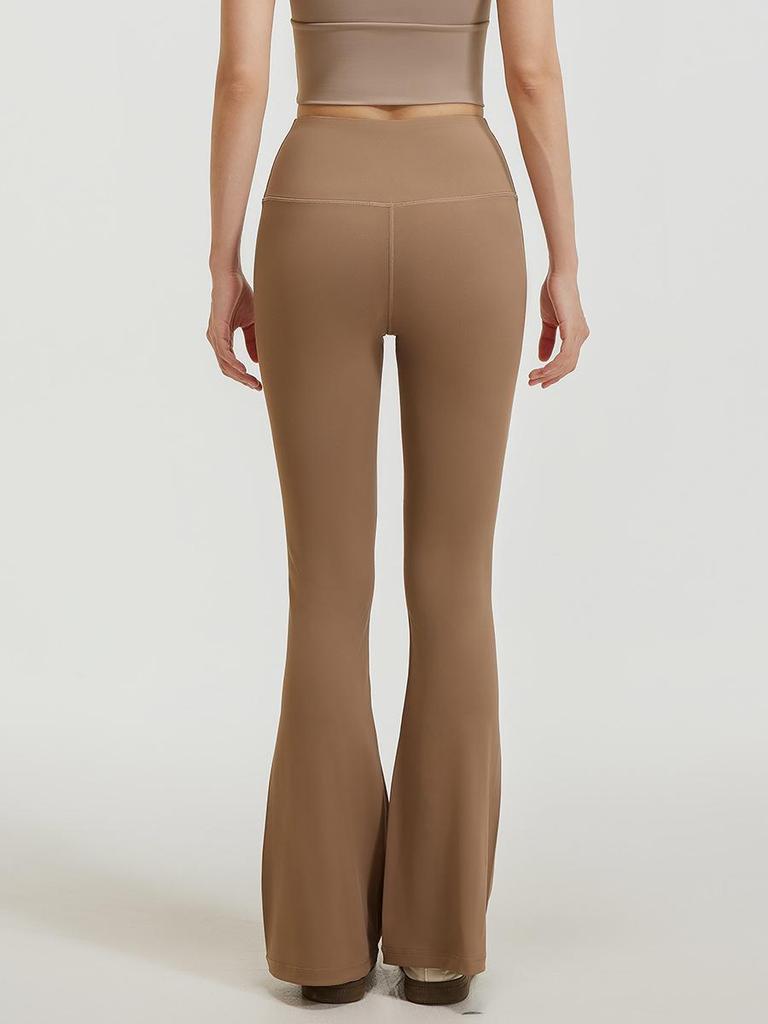 Women's High-Waist Flare Yoga Pants - Hip Lifting, Nude Feel, Wide-Leg for Pilates and Fitness