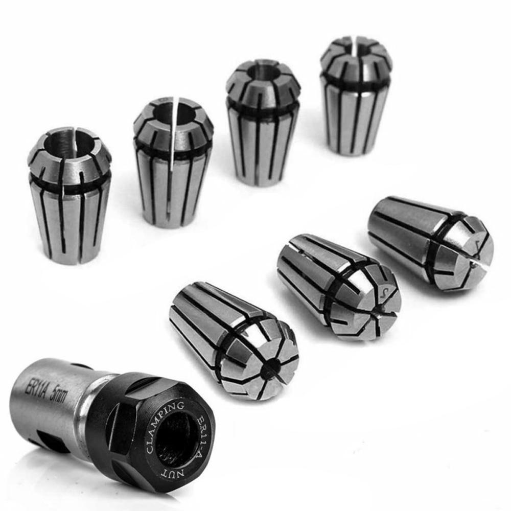 11 Spring Collet Set, 7 Pieces, High Strength Steel with 5mm Extension Rod, for Engraving, Milling, Drilling, 775 795 885 895 Engines