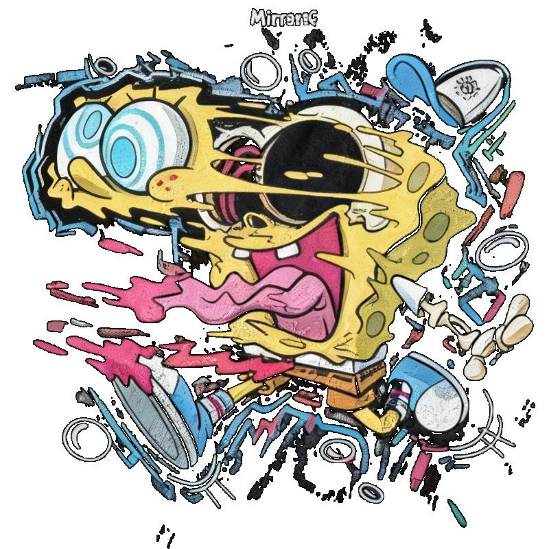 Oversized T-Shirt Black SpongeBob SquarePants Graphic Print With Text MICHIN For Casual Wear Street Style Fashion