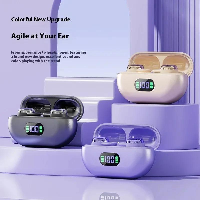 Wireless Bluetooth 5.4 Earphones with ENC Earbuds Noise Eduction Sleeping Ear Clip Lightweight Headphones Stereo Sound For Music