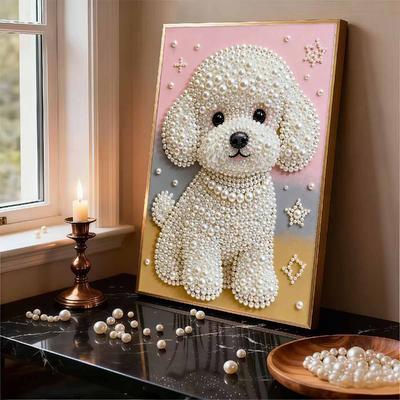 Pittura Perle di Cristallo 5D Fai da Te Decorazione Cornice Pittura Cane Piccolo Carino Decorazione Murale per la Casa Pittura con Pietre Preziose Perlate Trasparenti Pittura Immagine Artigianato Artistico