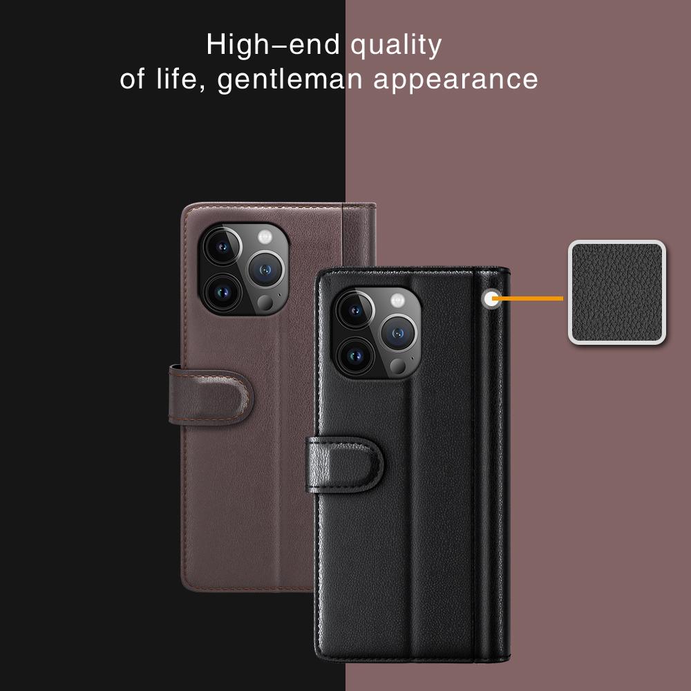 Für iPhone 15 Pro Hülle Echtes Spaltleder Handyhülle mit Brieftasche Ständer