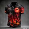 Men's Pumpkin Halloween Pattern Polo Shirt, Men's Polo Shirt with a Collar