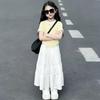 Girls' Summer Patchwork Short-Sleeve Skirt Set - Korean Casual Sweet Two-Piece Cake Skirt