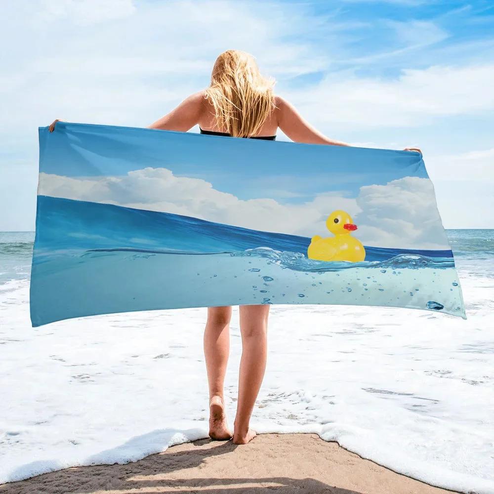 Quirky Duck Bath Towel - Fun Emoji Design, Soft Absorbent, Perfect for Summer Fun, Adds Humor to Your Beach Days
