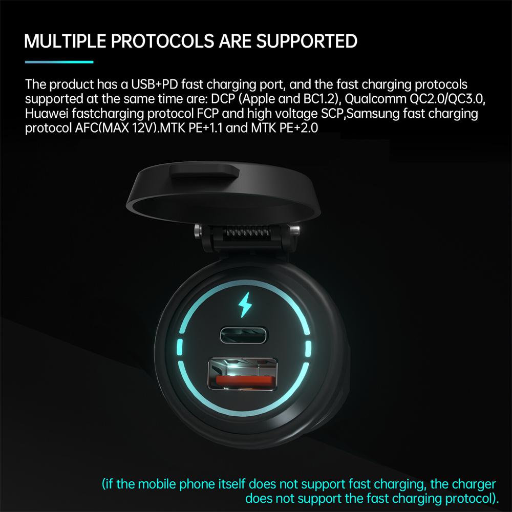 

Car Charger Cigarette Lighter Socket Dual USB Type-C Port Charging Power Outlet
