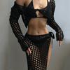 New Summer Beach Women Solid Color Sexy Knitted Beach Bikini Swimsuit Women's Dress