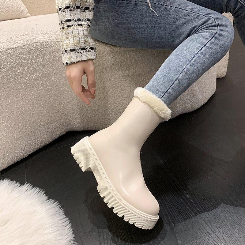 2025 dicksohlige kurze Stiefel Baumwollstiefel warm neue Schneestiefel hohe Samtstiefel große Größe Damen Winterstiefel verdickt