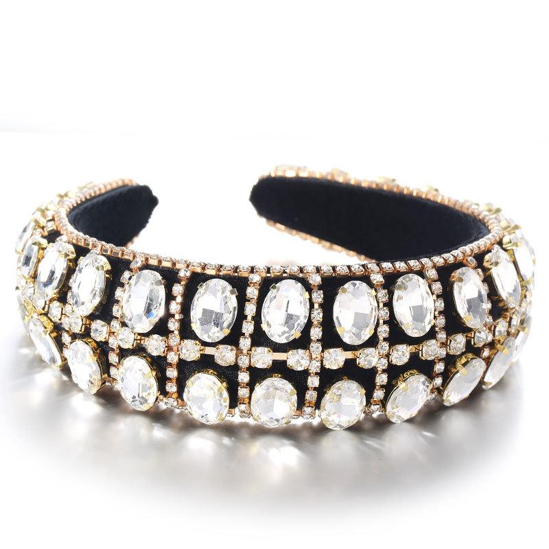 Luxury Baroque Sparkly Padded Rhinestones Headbands Full Crystal Hairbands Wide Diamond Headwear Hair Accessories Women