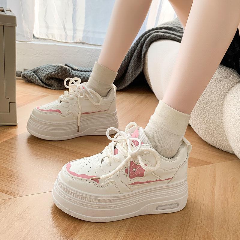 Brand platform sports women's autumn new versatile small height-increasing muffin board shoes