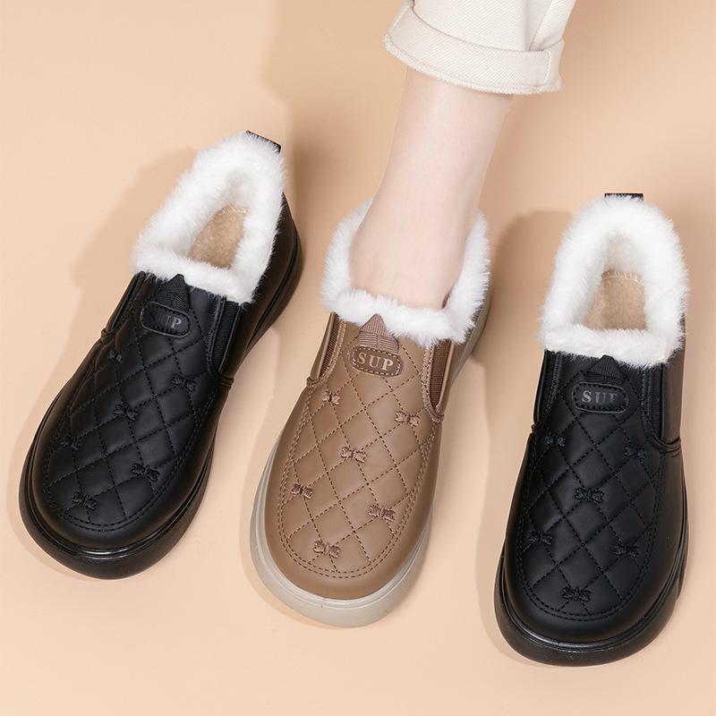 Baumwollschuhe Damen Winter Samt Doudou Schuhe wasserdicht und warm Mutter Baumwollstiefel verdickt rutschfest faule Baumwollschuhe