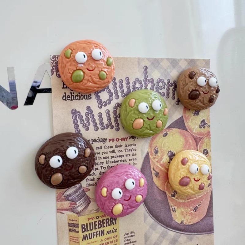 6pcs Personalized and Fun Biscuit Refrigerator Magnets Cute Creative Fridge Photo Message Magnet Decorative