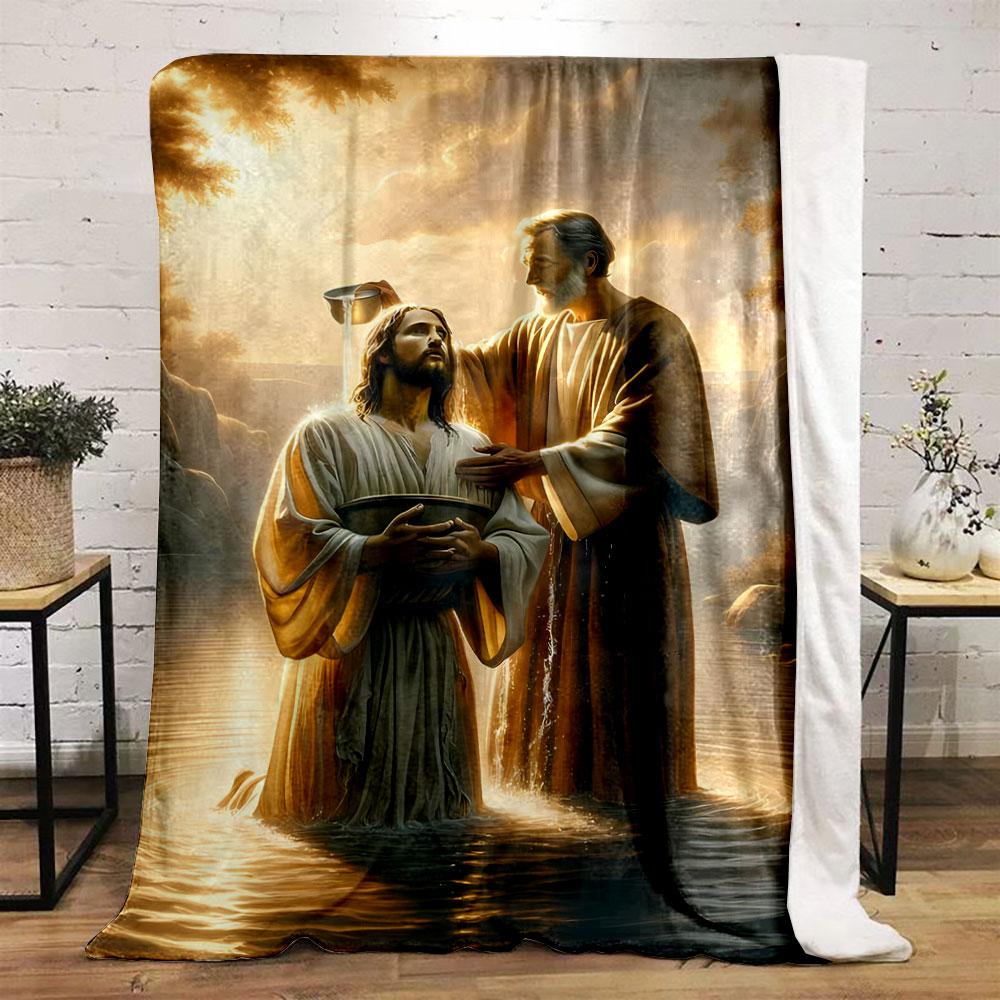 Jesus Taufe Szene Decke Gedruckte Decke für Wohnzimmer Bett Sofa Mittagspause Weiche Gemütliche Decke für Freund Festival Geschenk