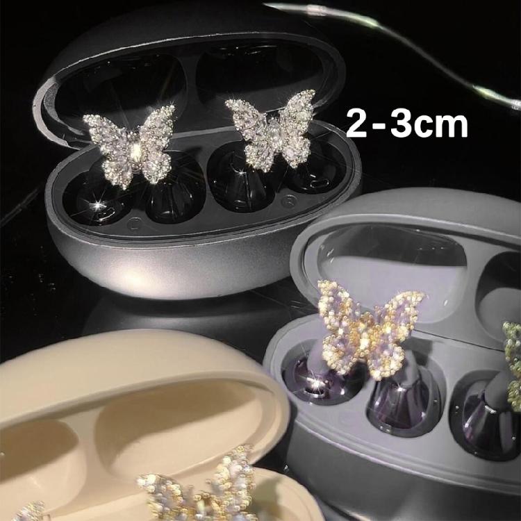High End Crystal Embellished Butterfly Ear Accessories Metal Construction Easy Compatibility For Customized Headphone Style