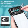 For iPhone 16 Pro Case TPU+PC Clear Phone Cover with CD-Veins Camera Lens Sliding Lid
