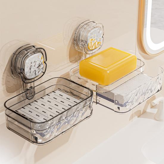 Suction Cup Soap Dish with Drain Holes Strong Load-bearing Easy to Install