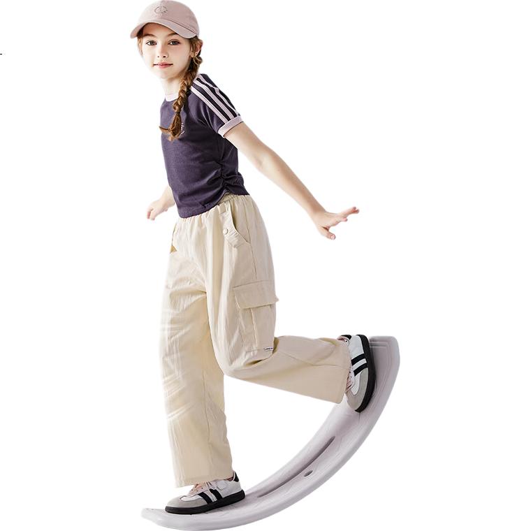 Disney Girls' Cargo Pants, Summer 2026 Breathable Wide-Leg Trousers, Children's Ice Silk Mosquito-Repellent Pants TD2EK002 Beige 120