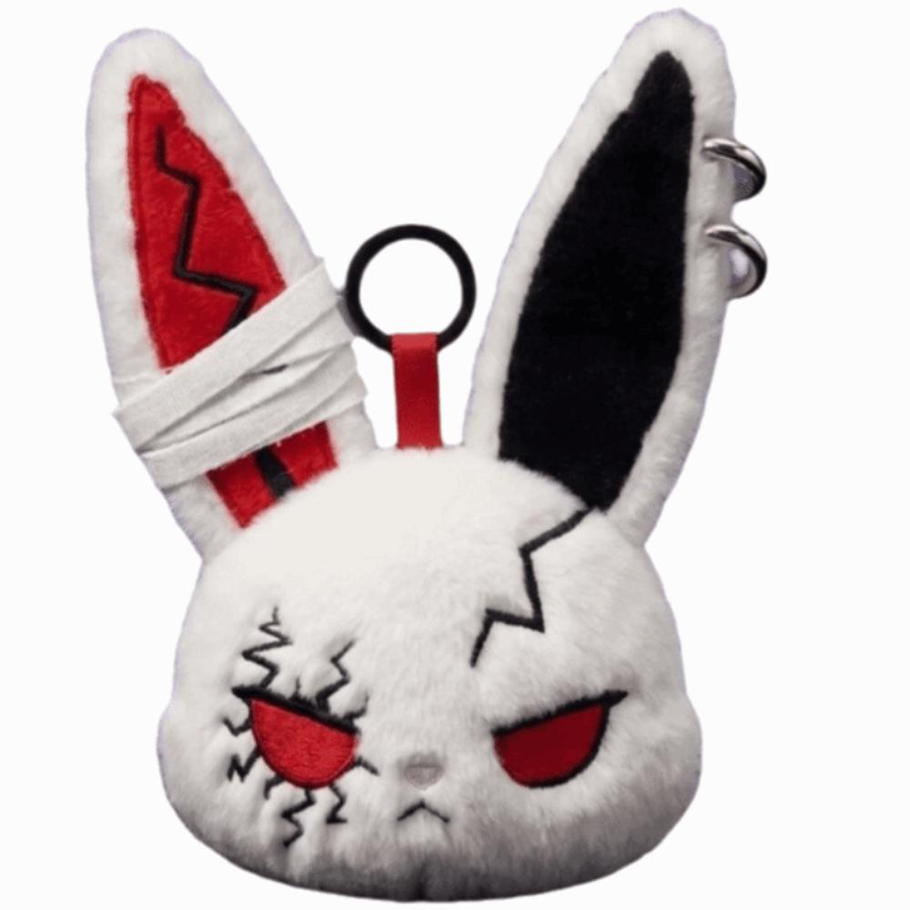 Gothic Wounded Rabbit Keyring Hoop Earrings Cute Furry Bag Pendant Gift For Women