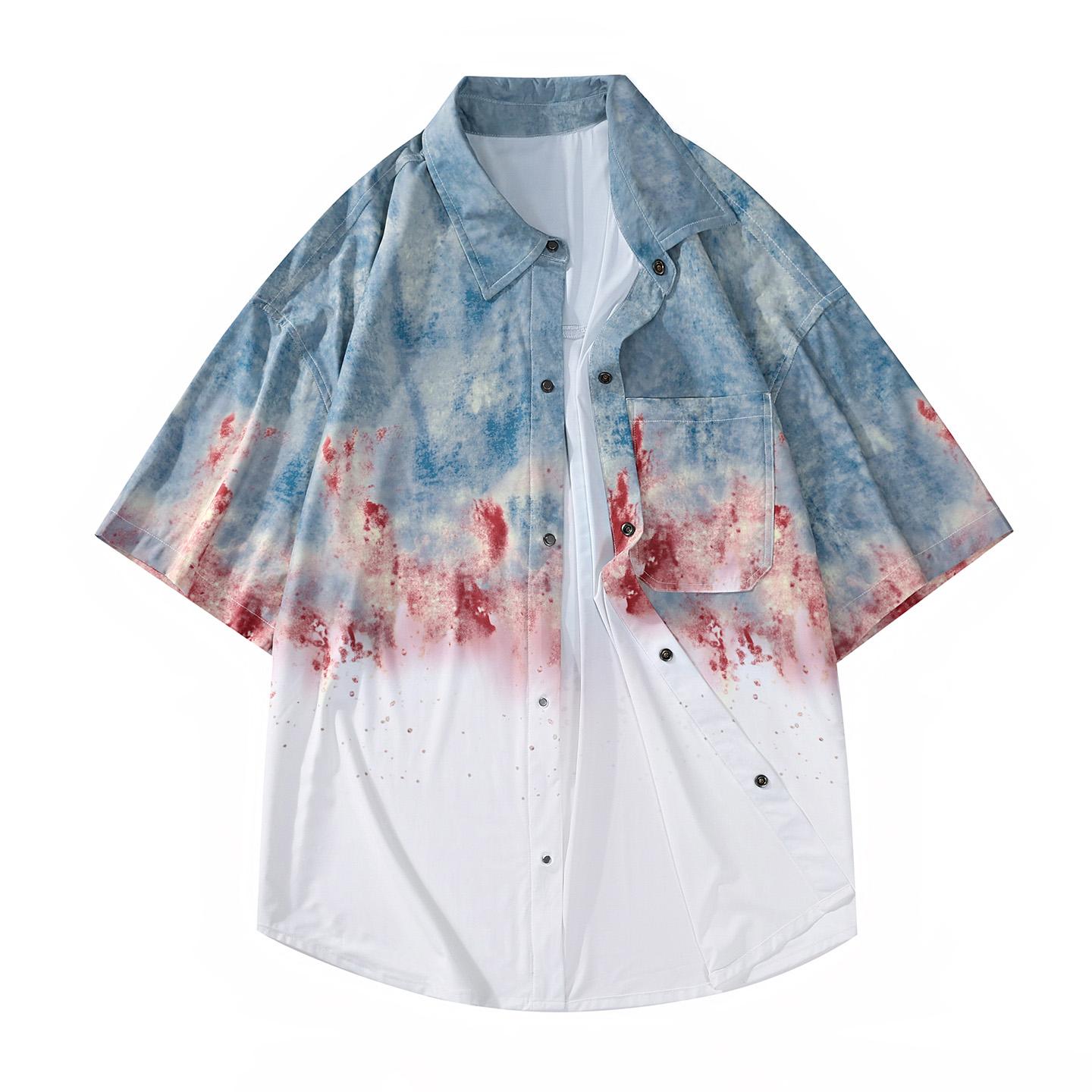 

Short Sleeved Shirt Men s Lapel Shirt Cardigan Half Sleeved Men s Casual Top 2XL