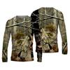 Spring and Autumn Round Neck 3D Camouflage Printed Top Fashionable Casual Vintage Long Sleeved Men's T-shirts