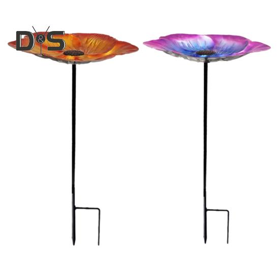 Vogelbad mit Metallpfahl, einfache Installation, wetterbeständig, höhenverstellbar, für den Außenbereich, Vogelfutterständer, Dekoration