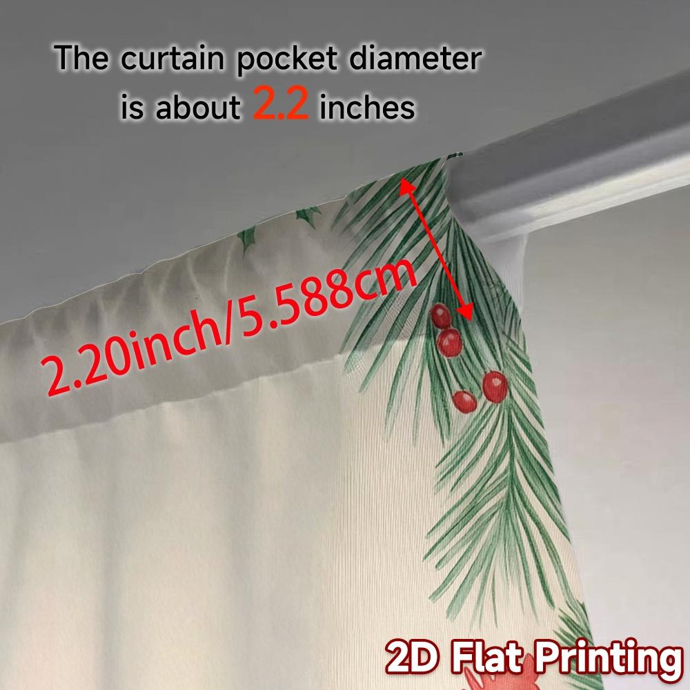 Set Of 2 Curtains Christmas Candle Poinsettia Penguin Pine Creative Chic Polyester Versatile All Bedroom Curtain For Sleeping Area Made