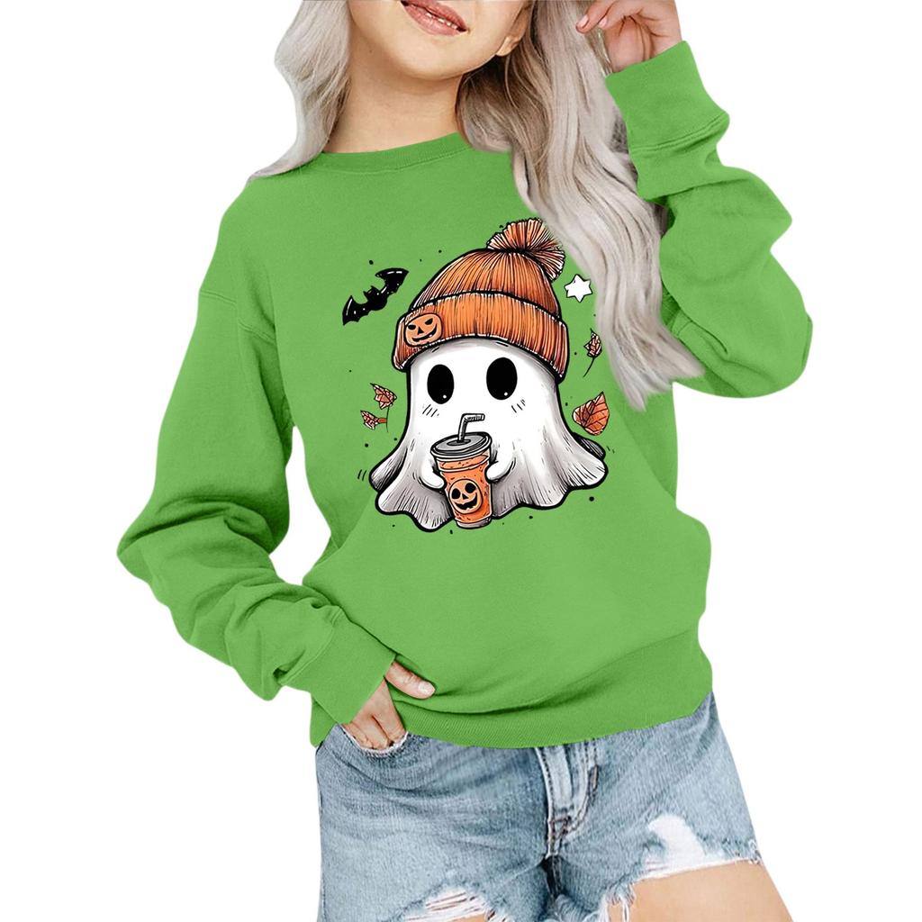 Children's Fashion Loose-fitting Casual Halloween Long-sleeved Printed Round Neck Sweatshirt