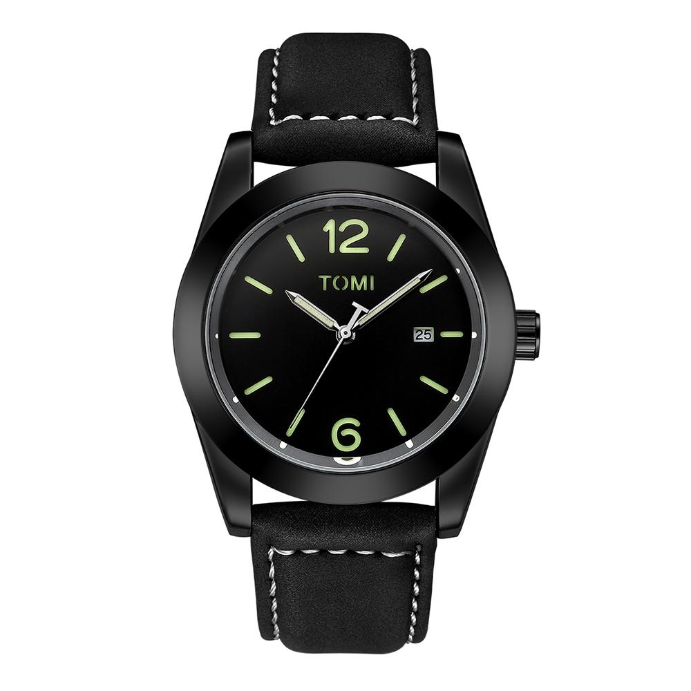 Luxury Men's Leather Strap Watch Round Dial Quartz Watch Casual Minimalist Watch Men's Clock Gift