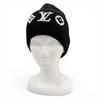 Great Knit Cap LV Headline Beanie Hat Black Wool Mens M77872 Used