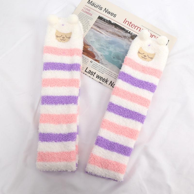 Nowe japońskie skarpetki podkolanówki Lolita Girl z modelowaniem zwierzęcym w paski, urocze, kompresyjne, jesienno-zimowe, ciepłe skarpetki, przytulne długie podkolanówki