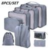 New 8PCS Set Organizer bags for Travel Organizer Bags Accessories Luggage Suitcase Organizer Waterproof Wash Bag Clothes Storage