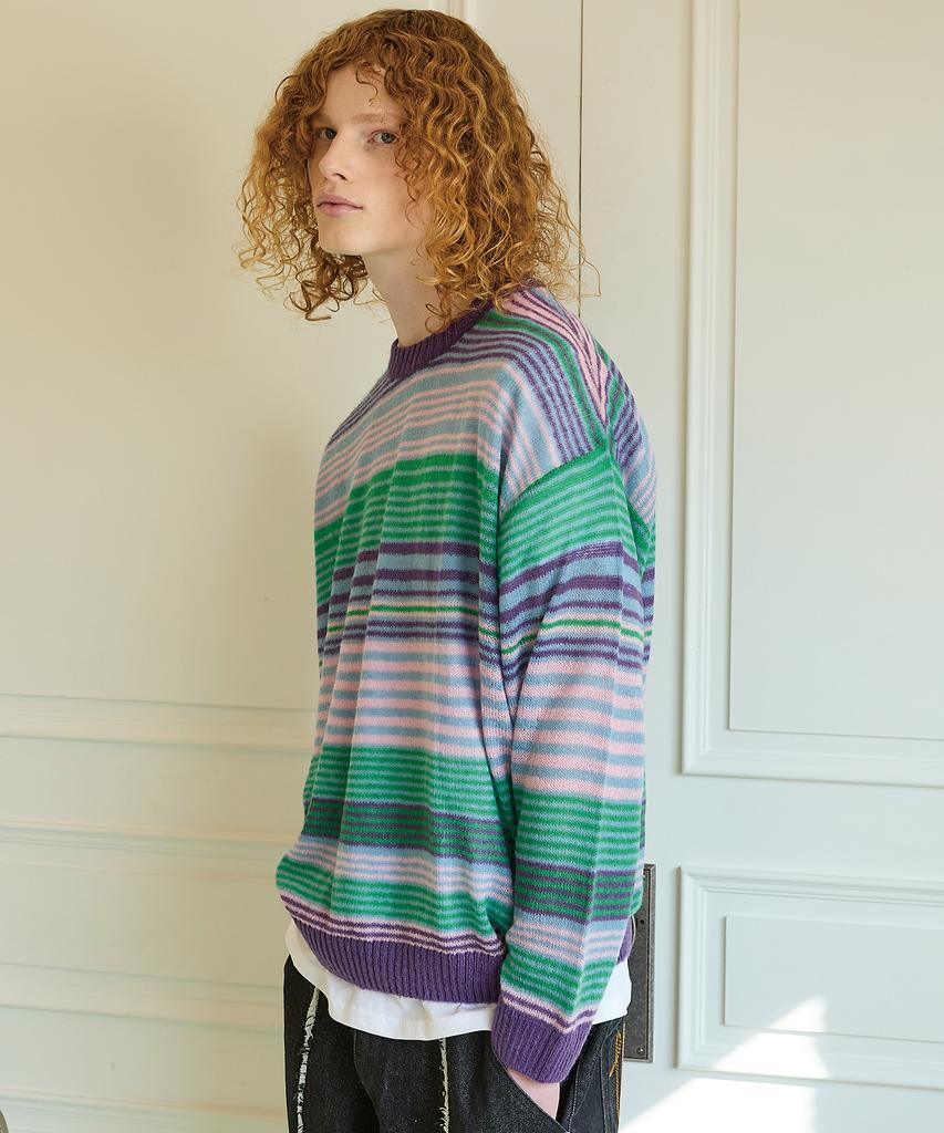 WAIKEI Multi-Stripe See-Through Knit Purple