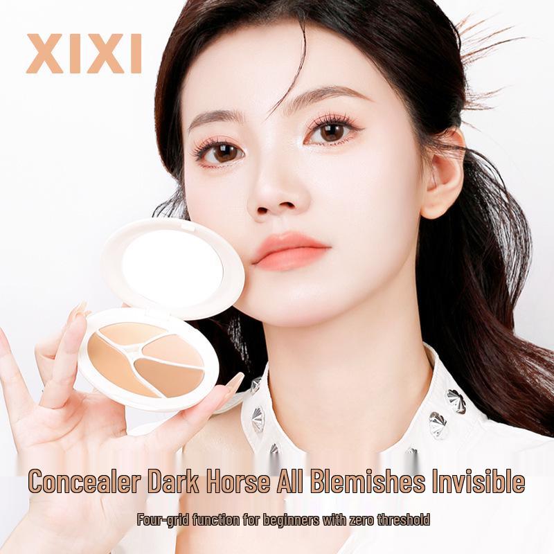 XIXI Long-Lasting Four-Color Concealer for Dark Circles, Blemishes, and Spots - Natural Finish for Student and Party Makeup.