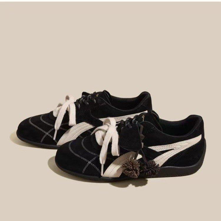 

Amano~ pine cone shoes women s shoes autumn 2025 new retro racing shoes red German training shoes sports Forrest Gump shoes 40 чёрный